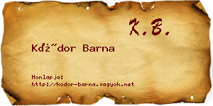Kódor Barna névjegykártya