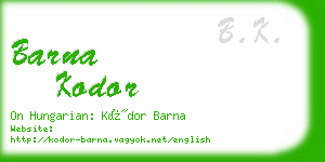 barna kodor business card